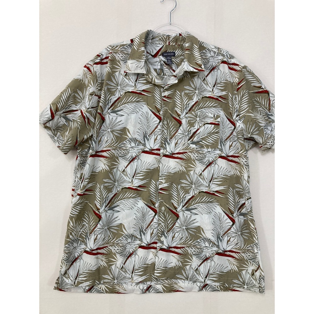 Van Heusen Button Down Shirt XXL Multi Tropical Bird of Paradise Vacation